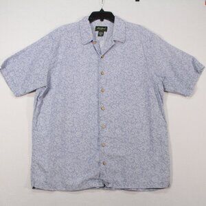 Eddie Bauer  Shirt Men's Tall Large Gray Short Sleeve  Linen Cotton